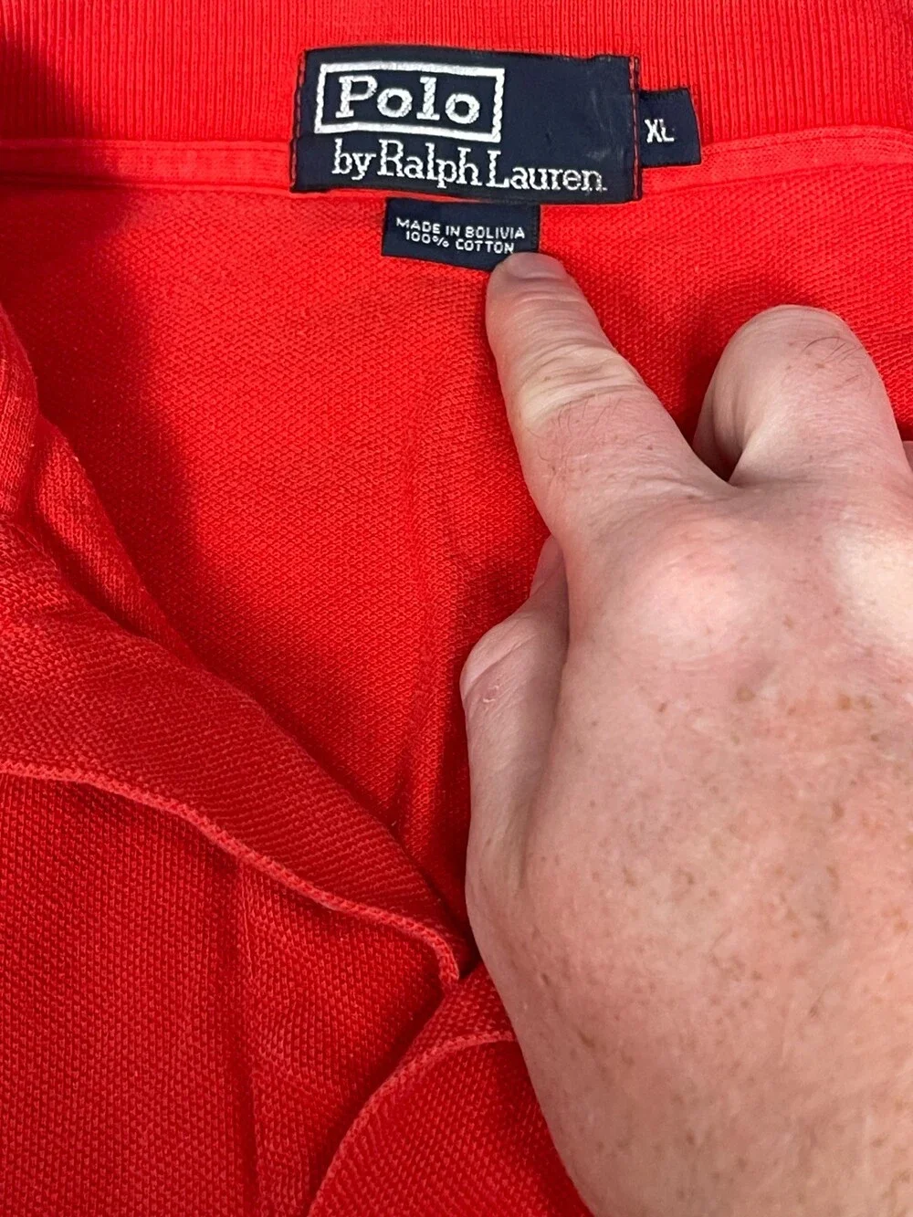 Polo by Ralph Lauren Red Cotton Polo Shirt XL – Made in Bolivia, Classic Fit